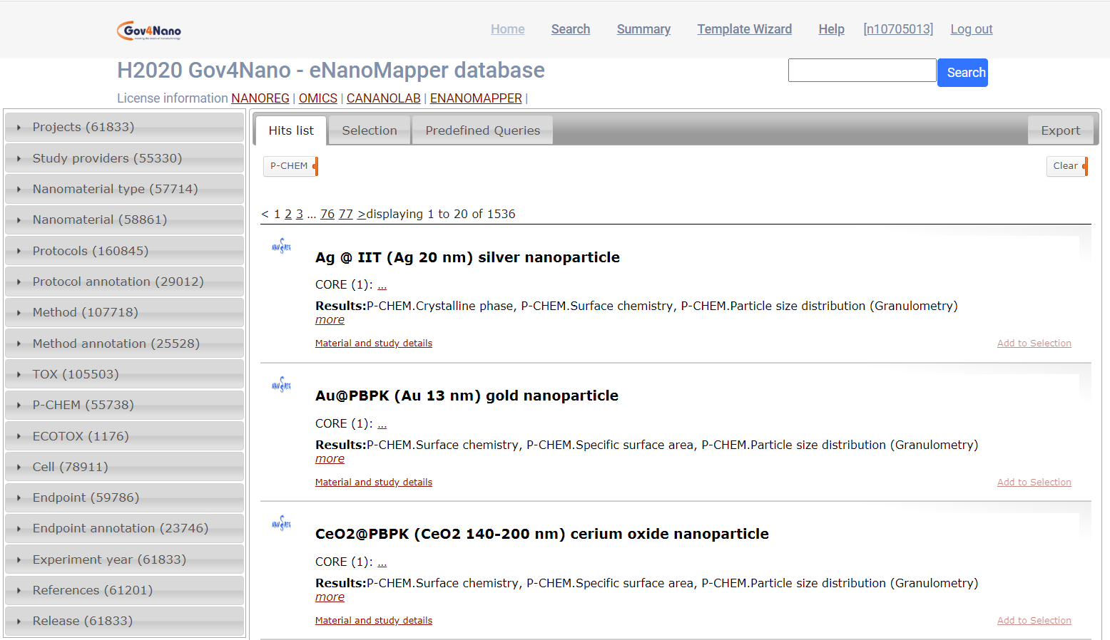 predefined queries results