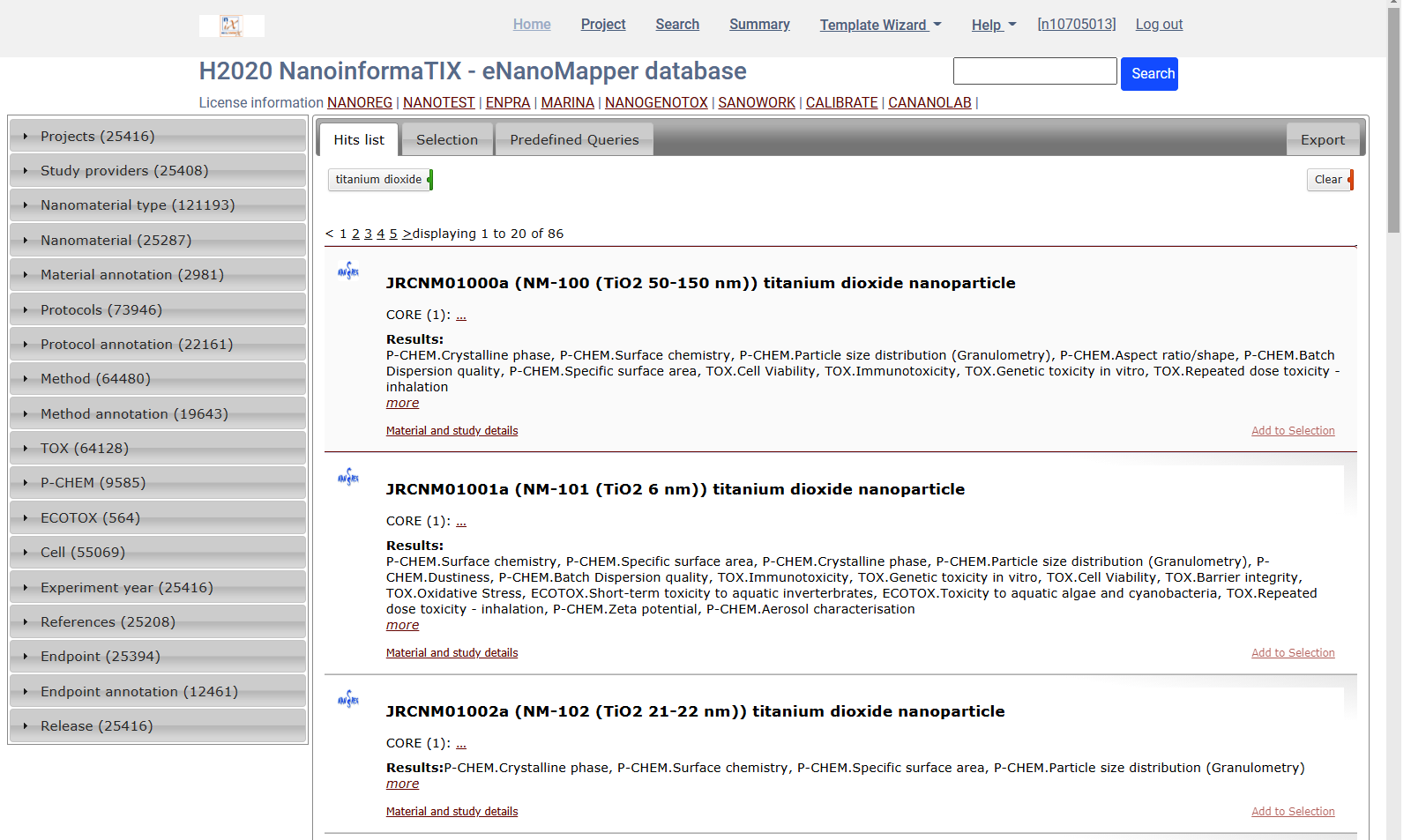 predefined queries results