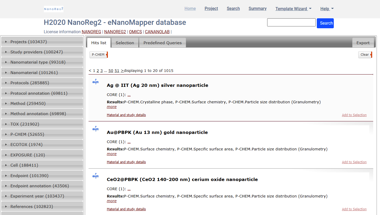 predefined queries results