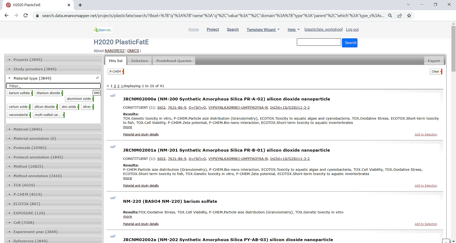 predefined queries results