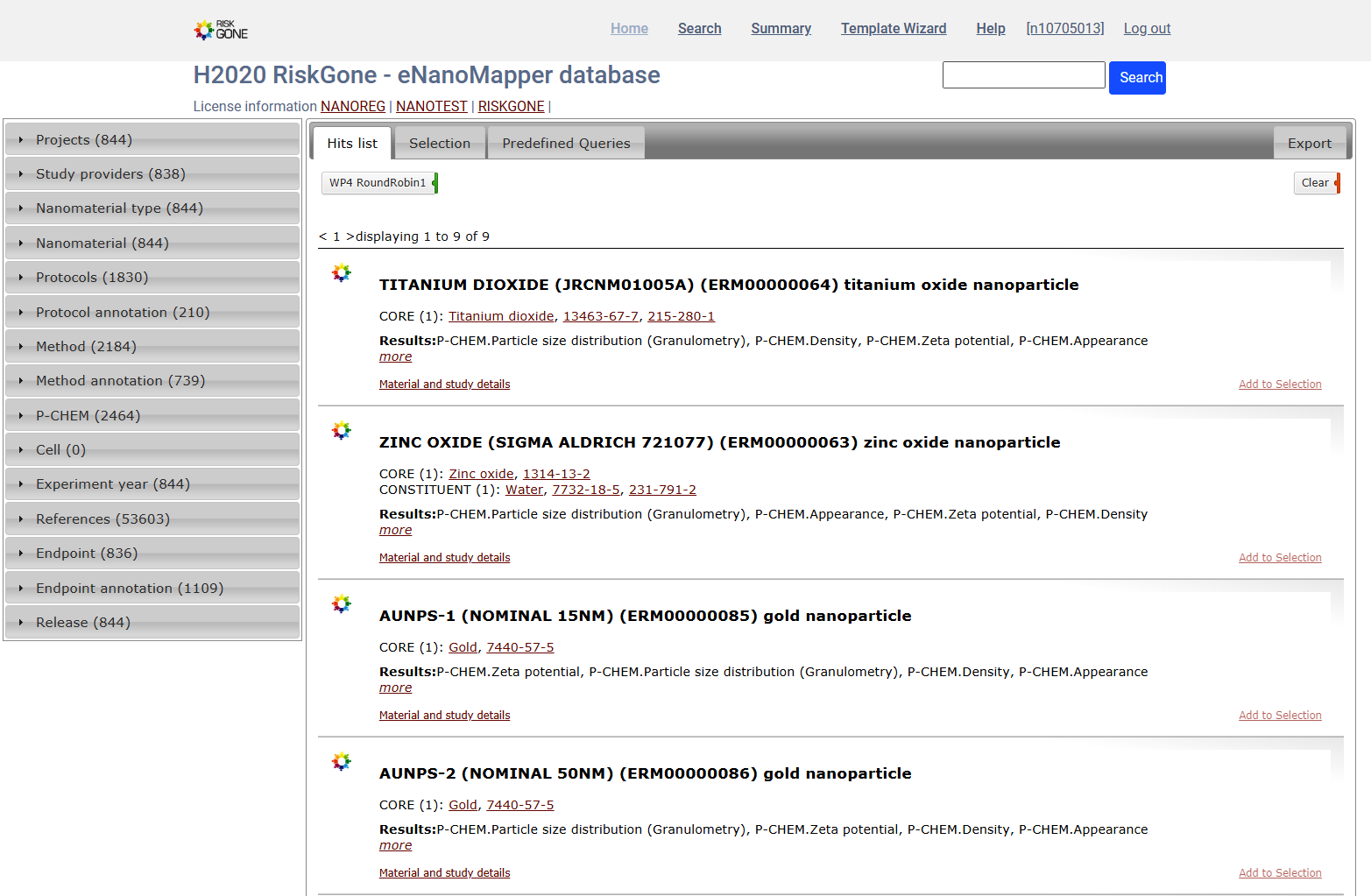 predefined queries results